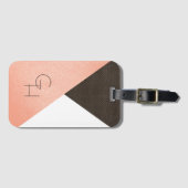 Étiquette À Bagage Initiales en Cuir Élégant Moderne (Devant Horizontal)