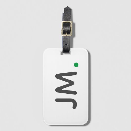 Étiquette À Bagage Initiales en gras modernes | Monogramme vert minim (Devant Vertical)