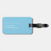 Étiquette À Bagage Initiales en monogramme blanc bleu clair (Dos horizontal)
