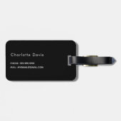 Étiquette À Bagage Initiales en monogramme noir blanc (Dos horizontal)