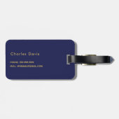 Étiquette À Bagage Initiales en or bleu marine (Dos horizontal)