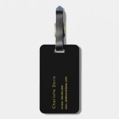 Étiquette À Bagage Initiales en or noir monogramme (Dos Vertical)