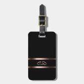Étiquette À Bagage Initiales en or noir rose (Devant Vertical)
