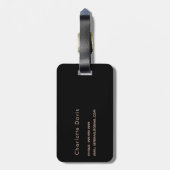 Étiquette À Bagage Initiales en or noir rose (Dos Vertical)