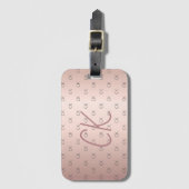 Étiquette À Bagage initiales en or rose monogramme or élégant (Devant Vertical)