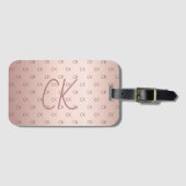 Étiquette À Bagage initiales en or rose monogramme or élégant (Devant Horizontal)