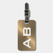 Étiquette À Bagage Initiales métalliques balayées d'or de monogramme (Devant Vertical)