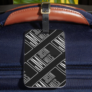 Étiquette À Bagage Initiales modernes avec nom Monogram Motif