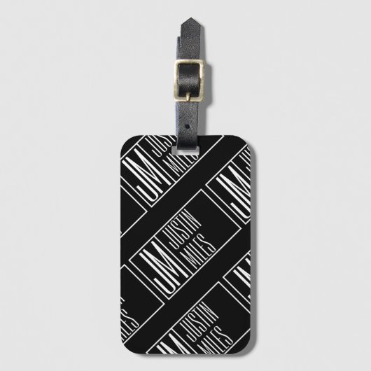 Étiquette À Bagage Initiales modernes avec nom Monogram Motif (Devant Vertical)
