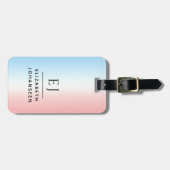 Étiquette À Bagage Initiales modernes Monogramme Bleu rose Blanc Dégr (Devant horizontal)