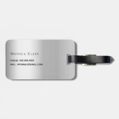 Étiquette À Bagage Initiales monogramme arc en argent élégant (Dos horizontal)