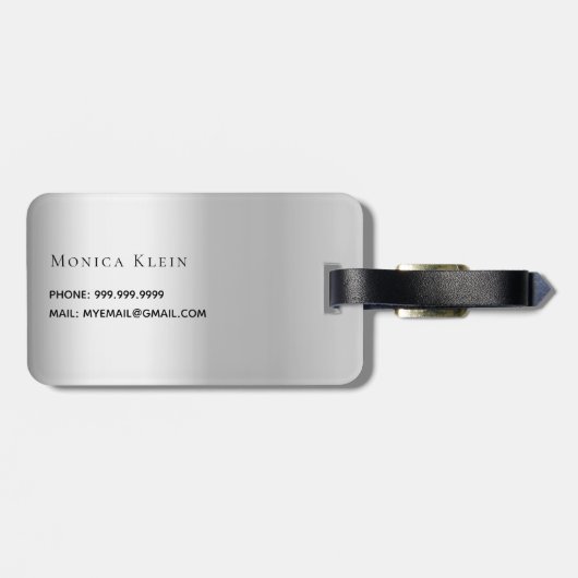 Étiquette À Bagage Initiales monogramme arc en argent élégant (Dos horizontal)