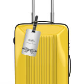 Étiquette À Bagage Initiales monogramme arc en argent élégant