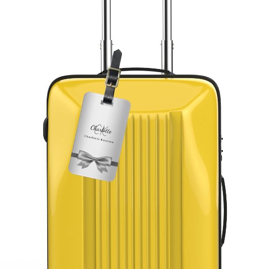 Étiquette À Bagage Initiales monogramme arc en argent élégant