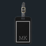 Étiquette À Bagage Initiales Monogrammes minimes modernes Cadre Noir<br><div class="desc">Tag de lunettes noires pour lunettes minimes modernes</div>