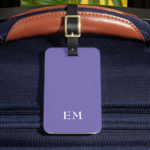 Étiquette À Bagage Initiales monogrammes minimes violets modernes
