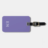 Étiquette À Bagage Initiales monogrammes minimes violets modernes (Devant horizontal)
