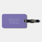 Étiquette À Bagage Initiales monogrammes minimes violets modernes (Dos horizontal)