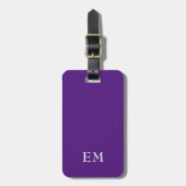 Étiquette À Bagage Initiales monogrammes minimes violets modernes (Devant Vertical)