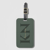 Étiquette À Bagage Initiales Monogrammes modernes Vert foncé Professi (Devant Vertical)