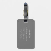 Étiquette À Bagage Initiales Monogrammes Nom personnalisé Gris Blanc  (Dos Vertical)