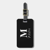Étiquette À Bagage Initiales Monogrammes Nom personnalisé Noir Blanc  (Devant Vertical)