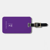 Étiquette À Bagage Initiales Monogrammes + Nom Simple Moderne Violet (Devant horizontal)