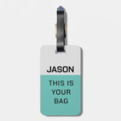 Étiquette À Bagage Initiales personnelles Bagages Bag, Personnalisé T (Dos Vertical)