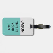 Étiquette À Bagage Initiales personnelles Bagages Bag, Personnalisé T (Dos horizontal)