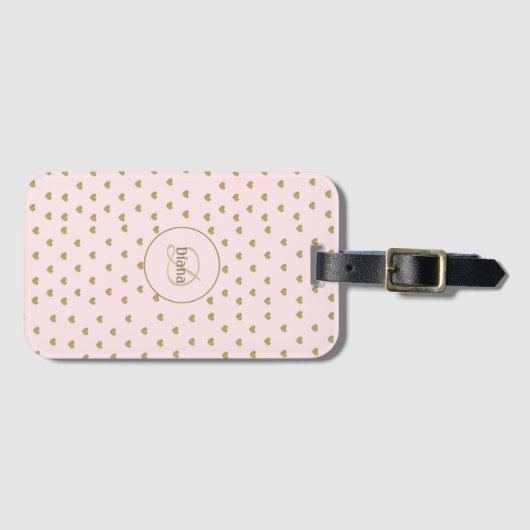Étiquette À Bagage Initiales rose vif moderne Monogramme élégant (Devant Horizontal)