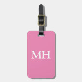 Étiquette À Bagage Initiales simples en rose solide Monogramme Filles (Devant Vertical)