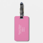 Étiquette À Bagage Initiales simples en rose solide Monogramme Filles (Dos Vertical)