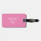Étiquette À Bagage Initiales simples en rose solide Monogramme Filles (Dos horizontal)