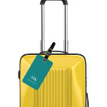 Étiquette À Bagage Initiales turquoises du monogramme<br><div class="desc">Un arrière - plan de couleur turquoise. Personnalisez et ajoutez vos lettres monographiques et votre nom complet sur le devant. Vos coordonnées au verso.</div>