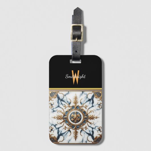 Étiquette À Bagage Inlay en marbre doré (Devant Vertical)