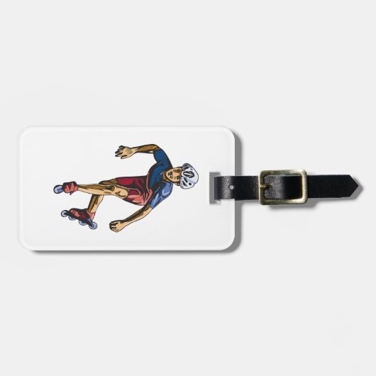 Étiquette À Bagage Inline Skater Cool Retro Rollerblading (Devant horizontal)