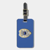 Étiquette À Bagage Insigne de ligne bleue mince avec bouton sur l'env (Devant Vertical)