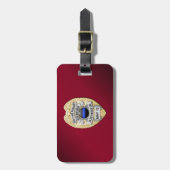 Étiquette À Bagage Insigne de ligne bleue mince avec bouton sur l'env (Devant Vertical)