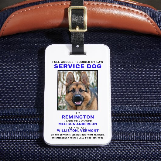 Étiquette À Bagage Insigne d'identité photo de chien de service perso