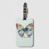 Étiquette À Bagage Inspirational Mint Aqua Blue Dream Butterfly (Devant Vertical)