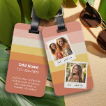 Étiquette À Bagage Instagram Photo Collage Coral coloré bandes<br><div class="desc">Ajouter texte et photos personnalisés - Un modèle parfait pour un ado qui va à l'université. Ajoutez deux images à ce cadre rétro et des noms et des dates personnalisés pour faire un memento parfait.</div>
