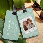 Étiquette À Bagage Instagram Photo Retro frame Custom Text Mint Green<br><div class="desc">Ajoutez votre photo préférée pour faire un cadeau mémorable. Ajoutez 1 photo à ce cadre hipster et noms personnalisés et donnez à maman ou un meilleur ami.</div>