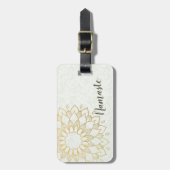 Étiquette À Bagage Instructeur de méditation Yoga Gold Mandala Fleurs (Devant Vertical)