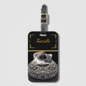 Étiquette À Bagage Instrument de guitare avec initiales (Devant Vertical)