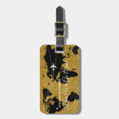 Étiquette À Bagage International Chic World Gold Travel (Devant Vertical)