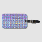 Étiquette À Bagage Iridescendance en or, bleu et violet géométrique 2 (Devant Horizontal)