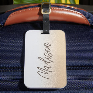 Étiquette À Bagage Iridescente Élégant Script Nom personnalisé