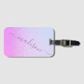 Étiquette À Bagage Iridescente Girly rose Shimmer Nom personnalisé (Devant Horizontal)