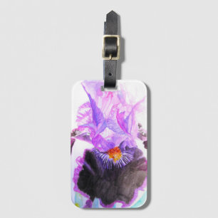 Étiquette À Bagage Iris Pourpre Fleur Aquarelle Florale Anniversaire