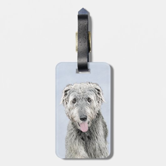 Étiquette À Bagage Irish Wolfhound Painting (Dos Vertical)